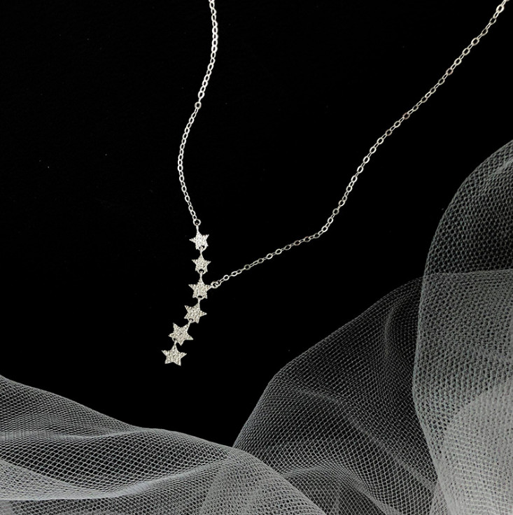 925 Sterling Silver Star CZ Drop Y Lariat Pendant 16+2″ Necklace Choker Box D31