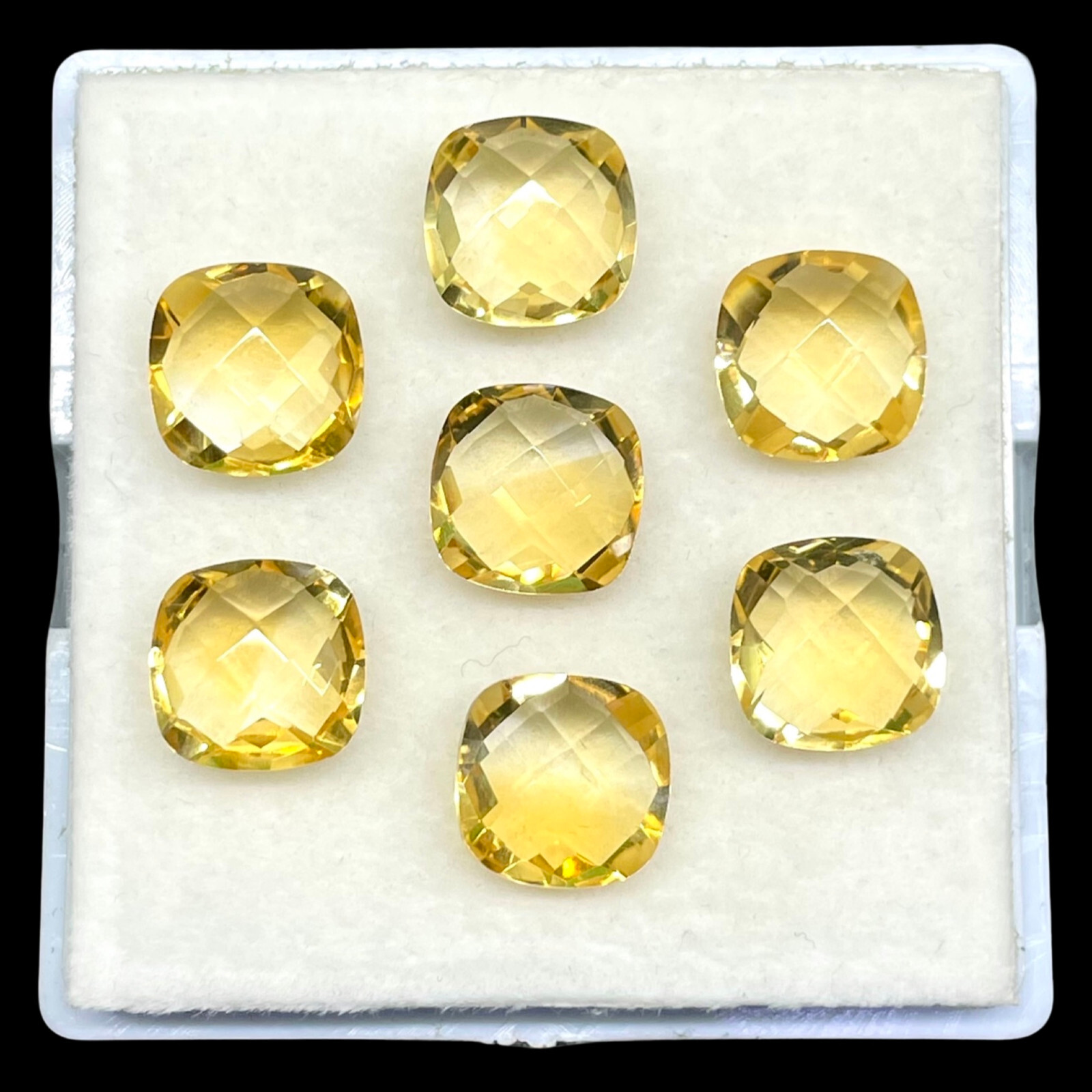 VVS 7 Pcs Natural Citrine 10mm Cushion Checker Cut Loose Gemstones Lot