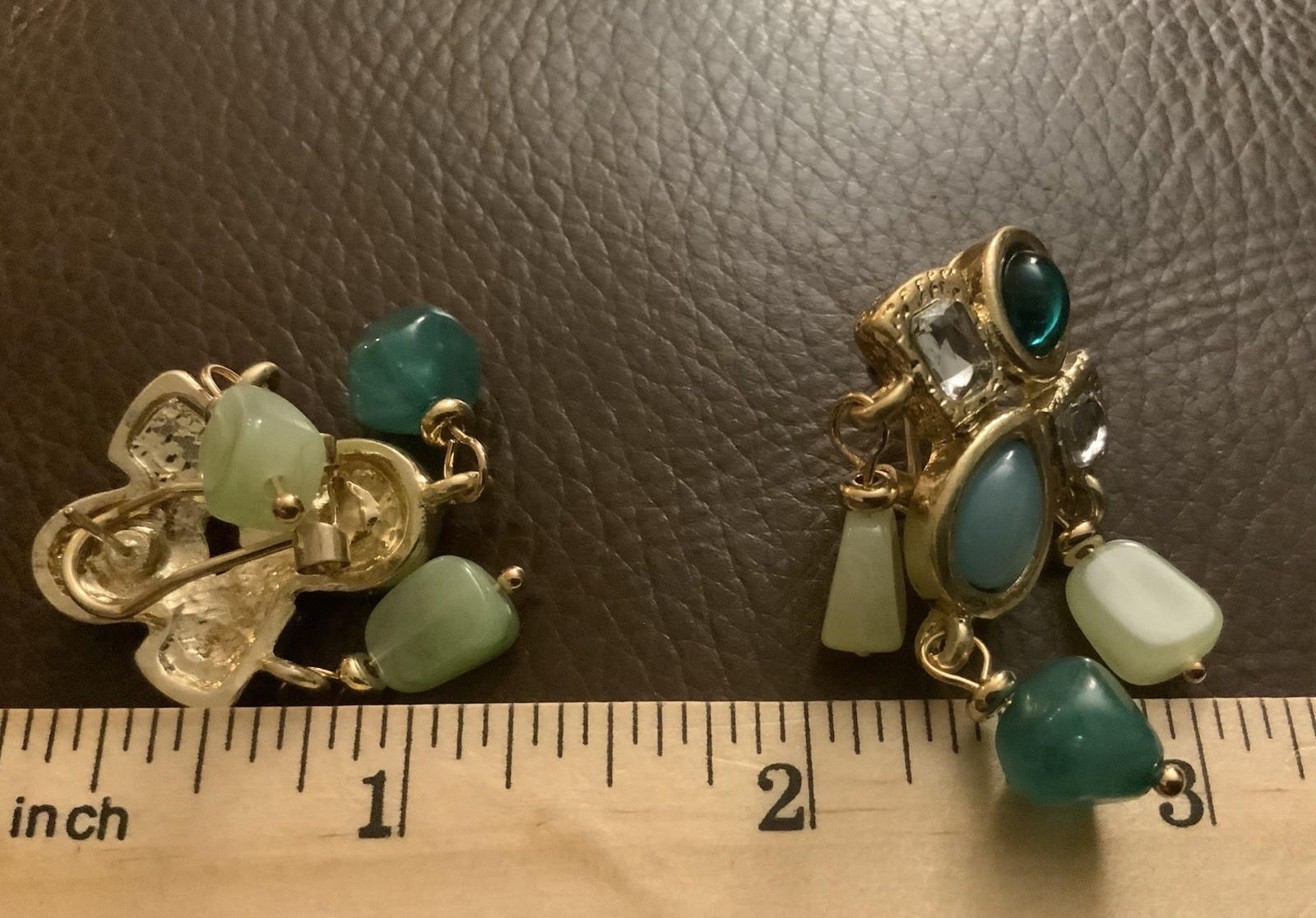 Medieval Museum Earrings Gold Hammered Antique Cabochon Boho Stud Statement VTG