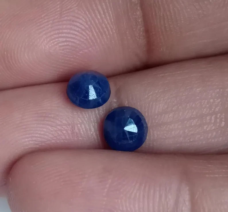 Round Sapphire Royal Blue Loose Gemstone Genuine Natural Corundum Pair 2.55 Ct