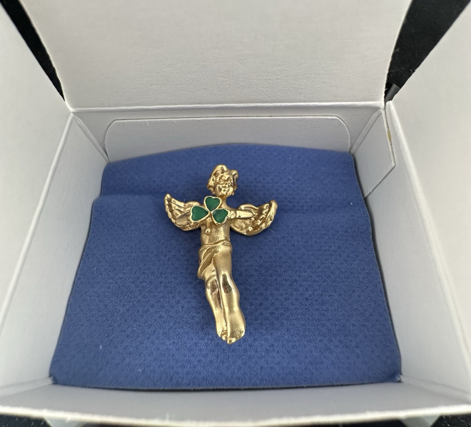 Vintage Avon Shamrock Angel Pin 2005 – Irish Themed Collectible Brooch