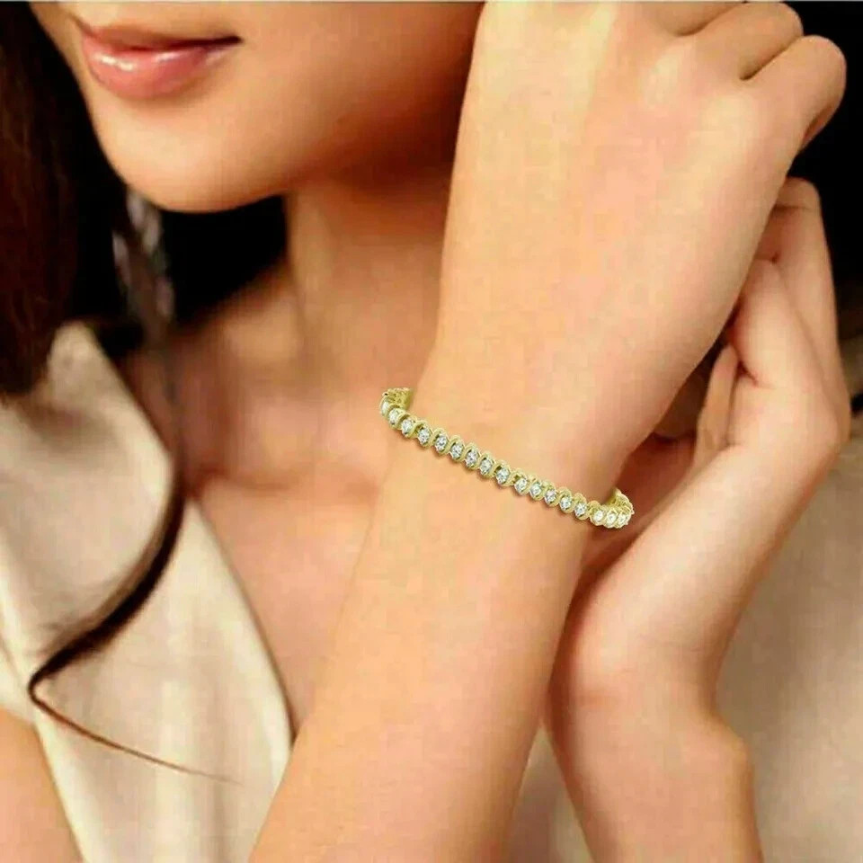 Women’s Tennis Bracelet 5.00Ct Round Lab Created Diamond 14k Yellow Gold Plated
