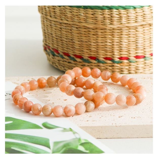 AAA Natural Sunstone Bracelet 8mm Healing Crystal Solar Energy Success Gemstone
