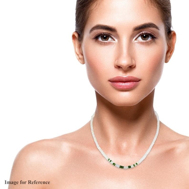 AA+ Natural Ethiopian Opal And Emerald Gemstone Beads Necklace With 925 Silver A