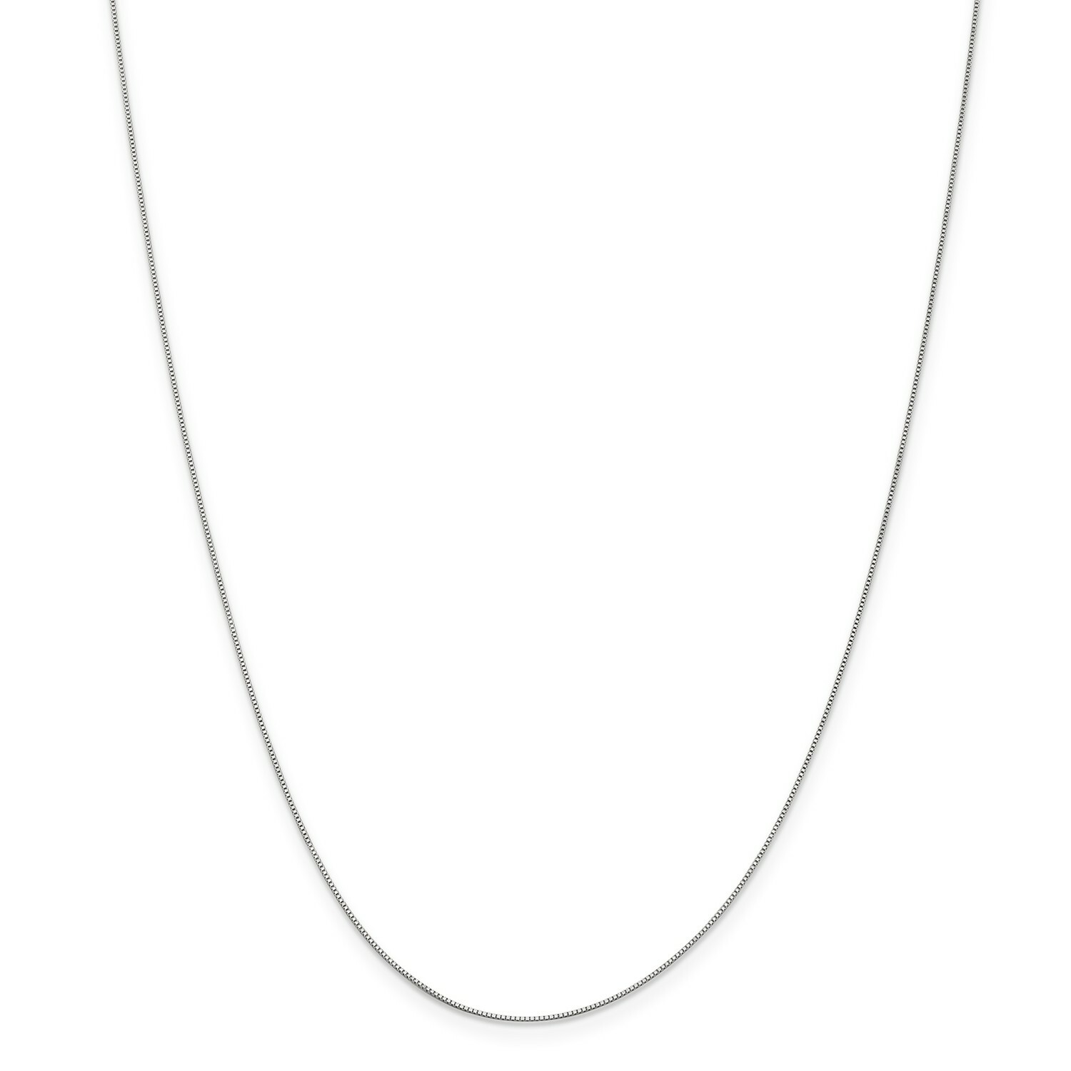 14k White Gold 0.50mm Solid Plain Box Link Chain w/ Spring Ring Clasp 14″ – 30″