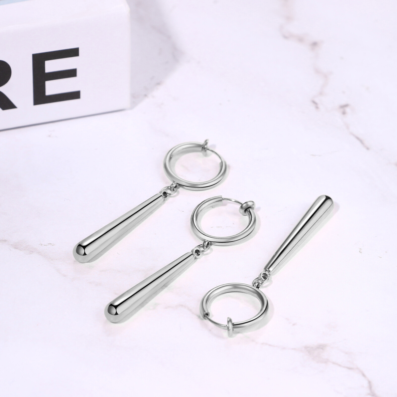 3 Piece Zoro Stainless Steel Anime Cosplay Lover Long Bar Dangle Clip-on Earring