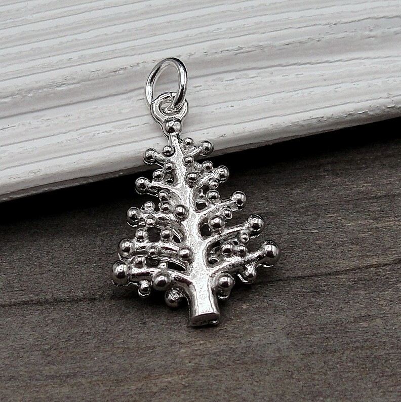 Silver Christmas Tree Charm – Christmas Tree Pendant – Christmas Charm Jewelry