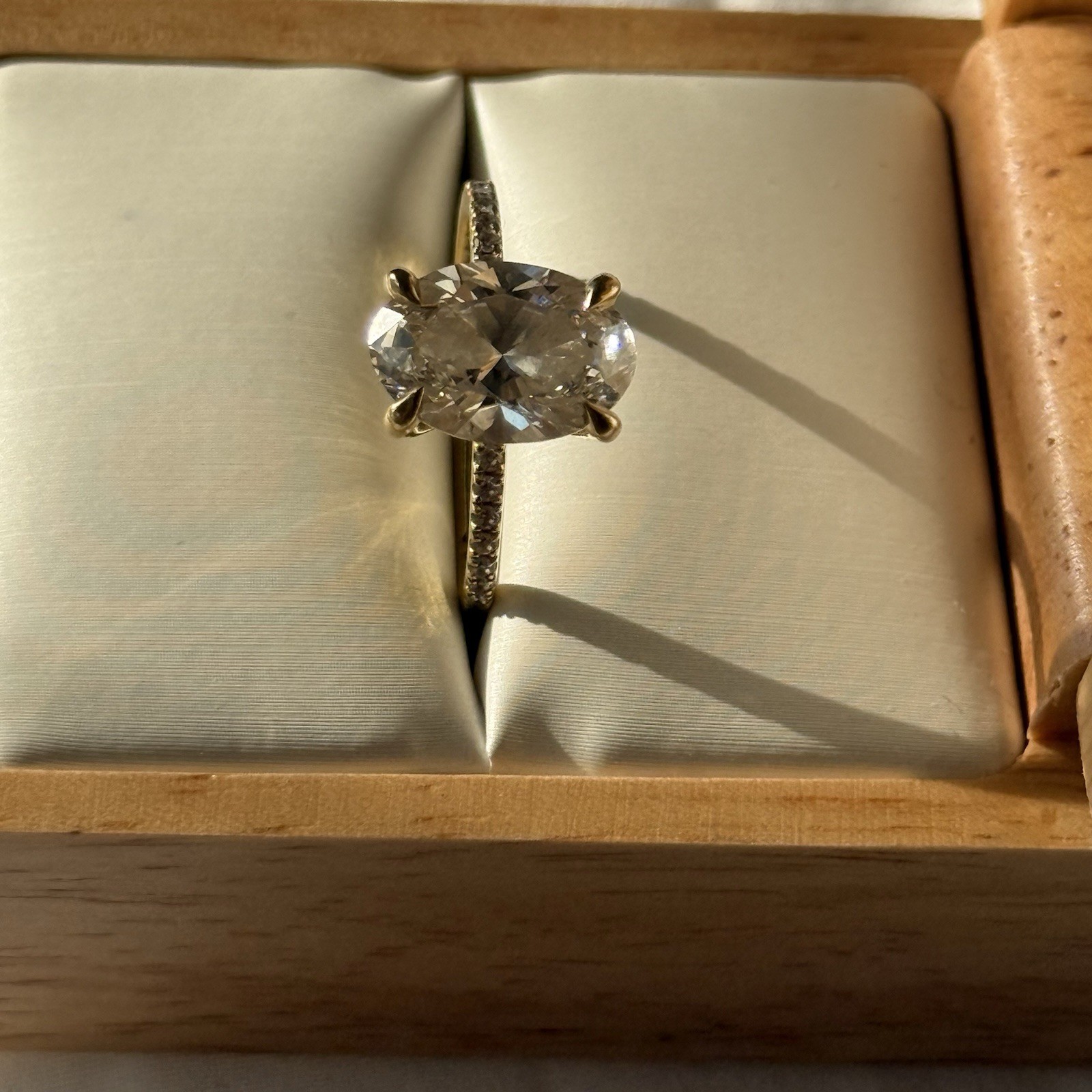 Brilliant Earth Oval Natural Diamond 18K Yellow Gold Prong Engagement Ring 6