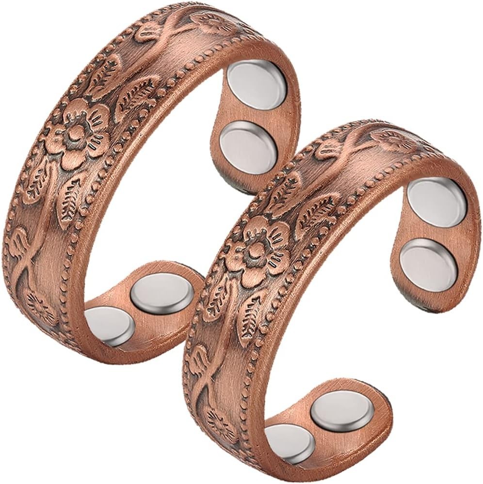 Copper Magnetic Ring for Women 99.9% Copper Finger Ring Strong Magnet Ring Co…