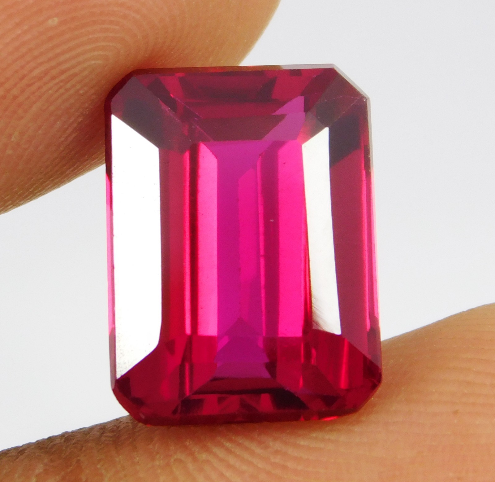 Certified 11.70 Ct Natural Mozambique Red Ruby Stunning Emerald Cut Gemstone