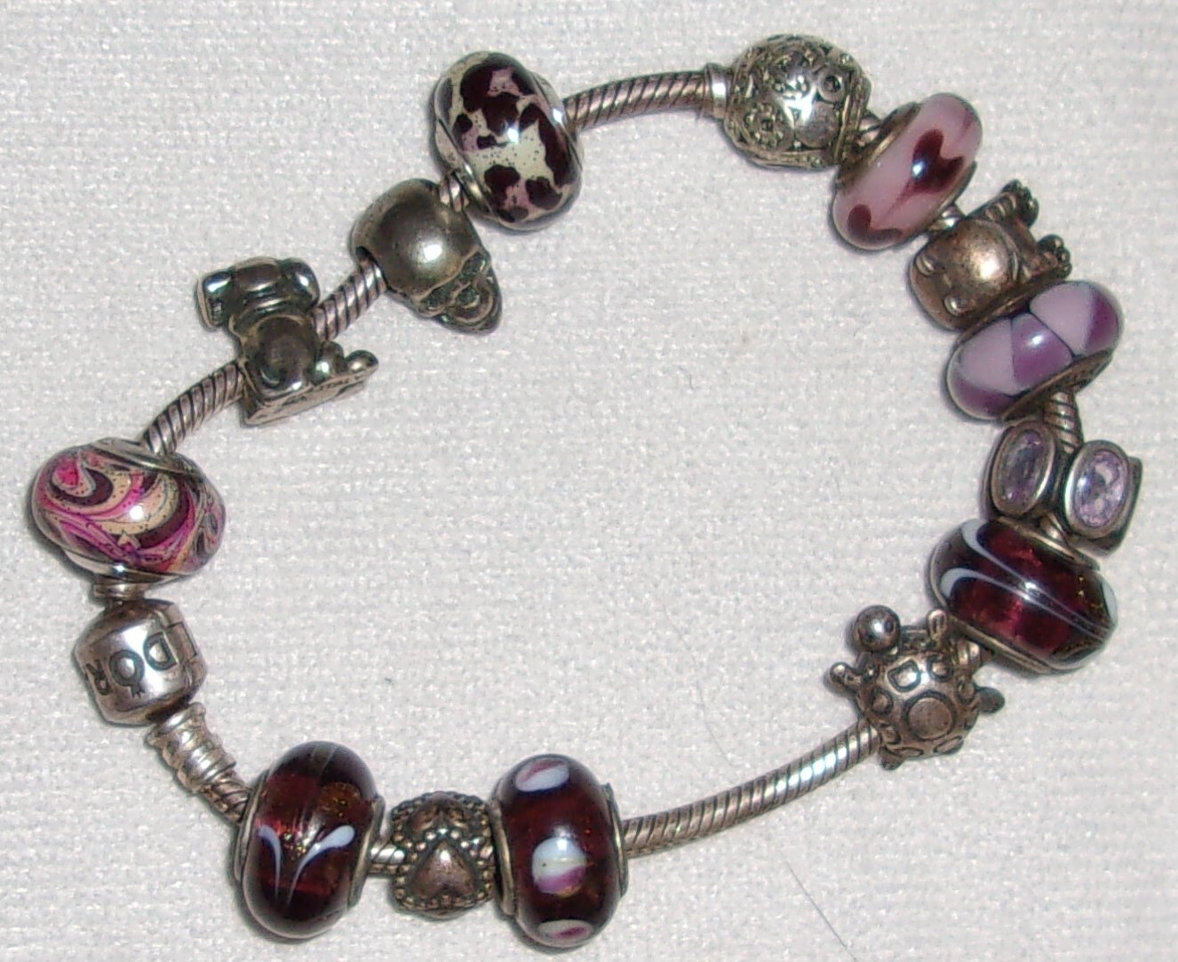 Sterling Silver Pandora 14 Charms Bracelet 7.5″inch Long