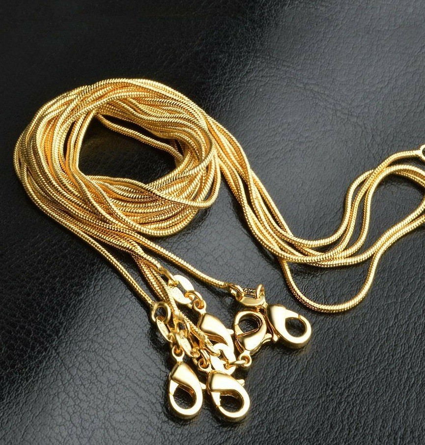 Real 18K Yellow Gold Filled Hypo-allergenic 24″ 1.2mm Thin Snake Chain Necklace