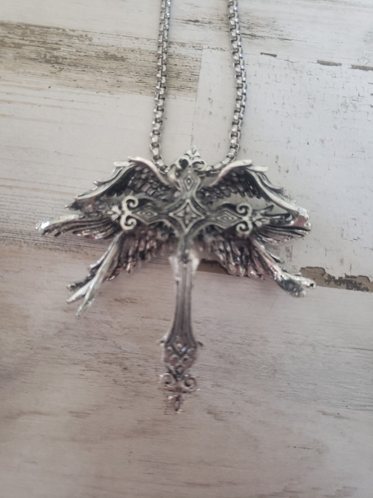 Cross necklace angel wings jewelry spiritual religion gift man women men god