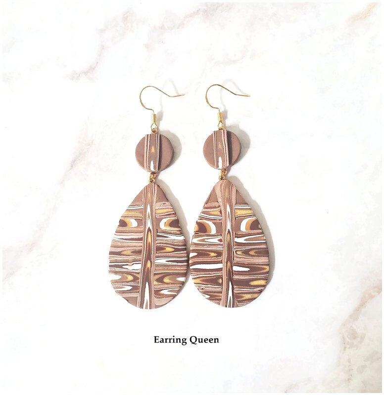 African Brown & Gold Statement Earrings