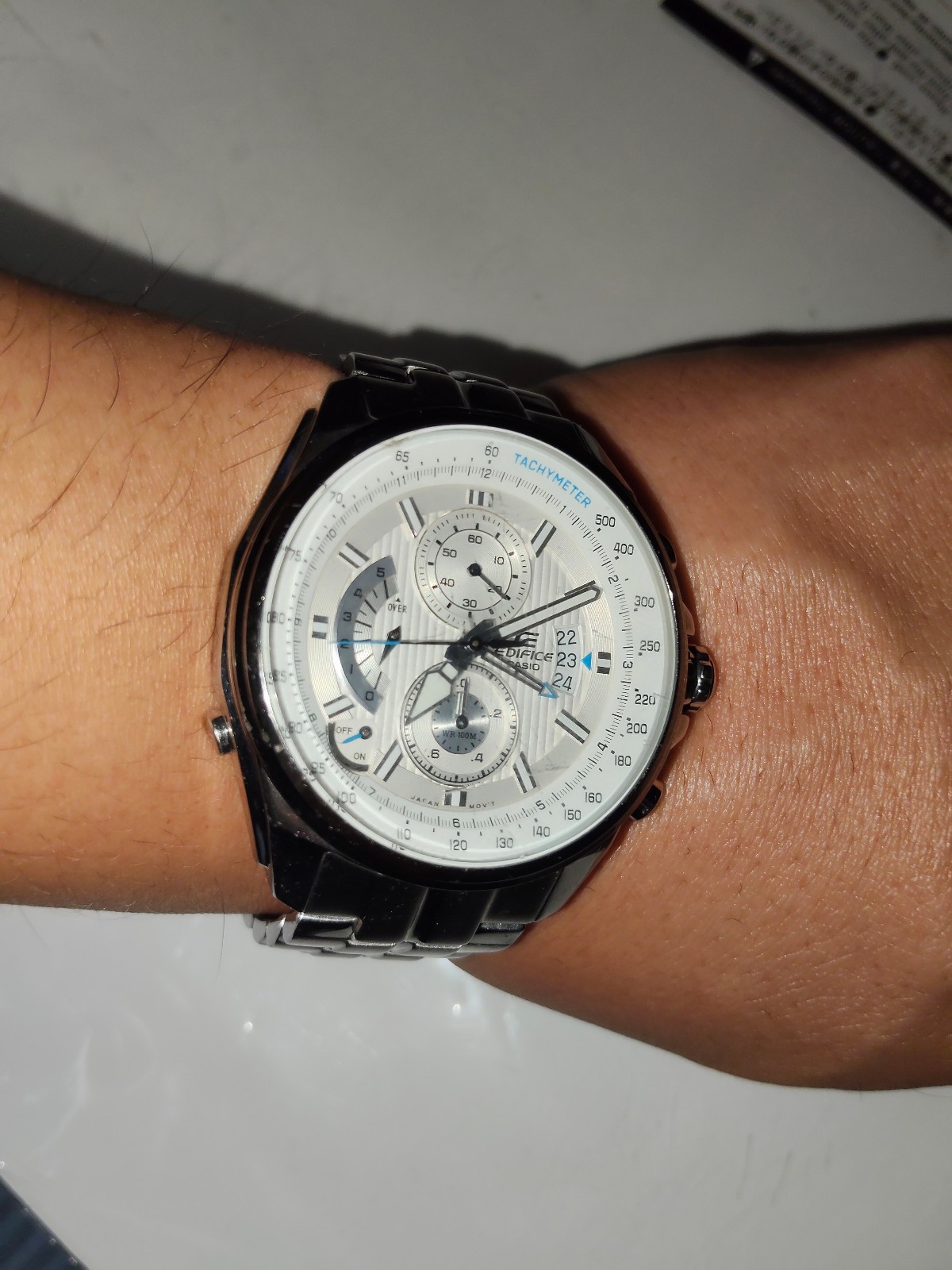 Casio Edifice EFR-501 Chronograph Silver Dial Men’s Watch – New Battery / Tested