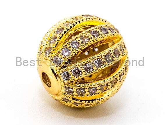 CZ Shamballa Round Cage Spacer Beads for Jewelry Making, 8/9.5/12mm – sku#G302