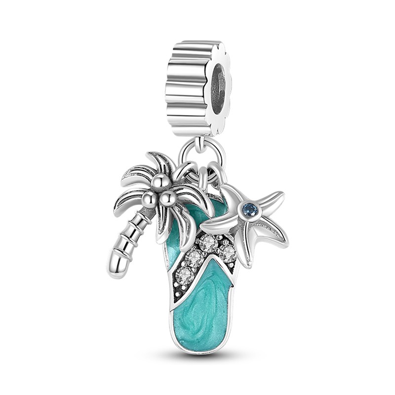 LAZA European 925 Sterling Silver DIY Charm Summer Beach Life fit Women Bracelet