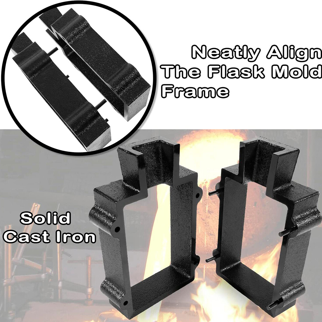 2-Piece Cast Iron Flask Mold Frame Sand Casting Jewelry Making Metal Casting