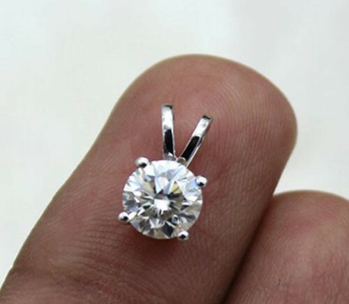 Women’s 4 Prong Solitaire Pendant 5mm Cubic Zirconia in 925 Sterling Silver