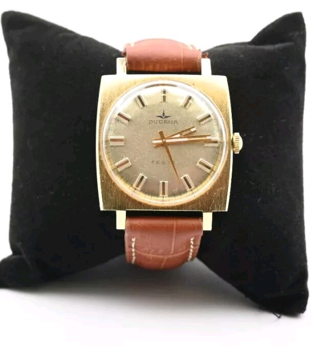 Vintage Dugena Festa Watch Gold Mechanical Vintage Classic Wristwatch Gift Box