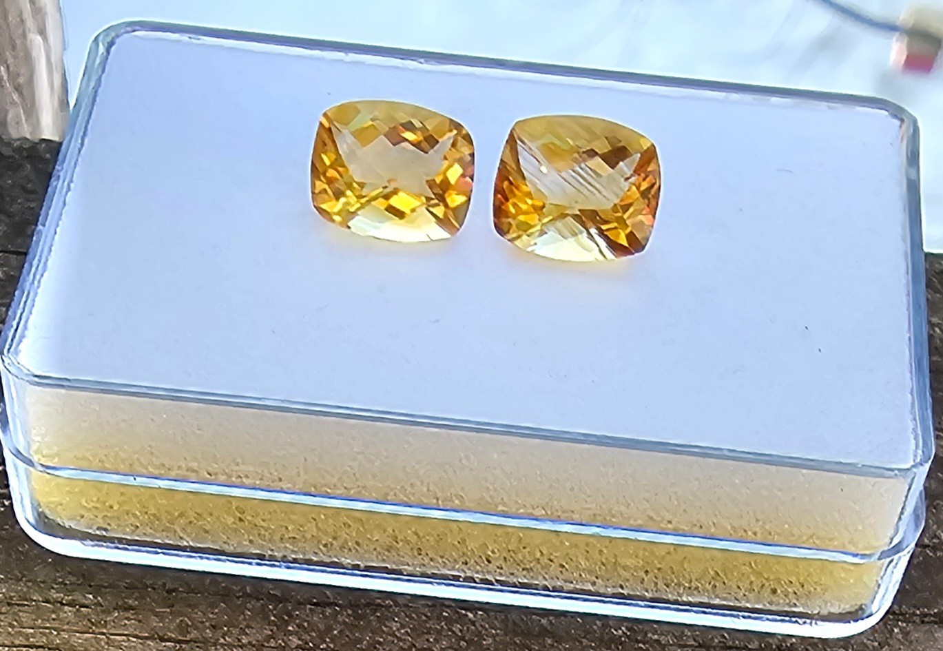 Citrine Pair Of 10.8mm Cushion Loose Stones