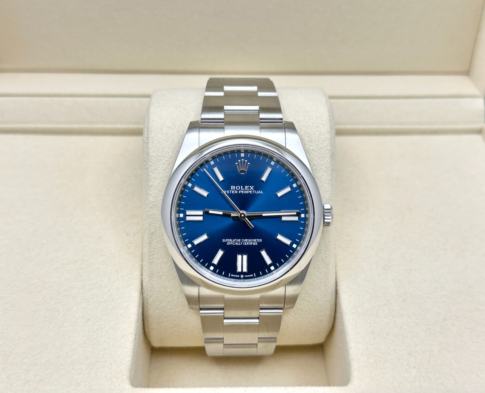 2025 Rolex Oyster Perpetual 124300 41mm Blue Dial Stainless Steel Box Papers
