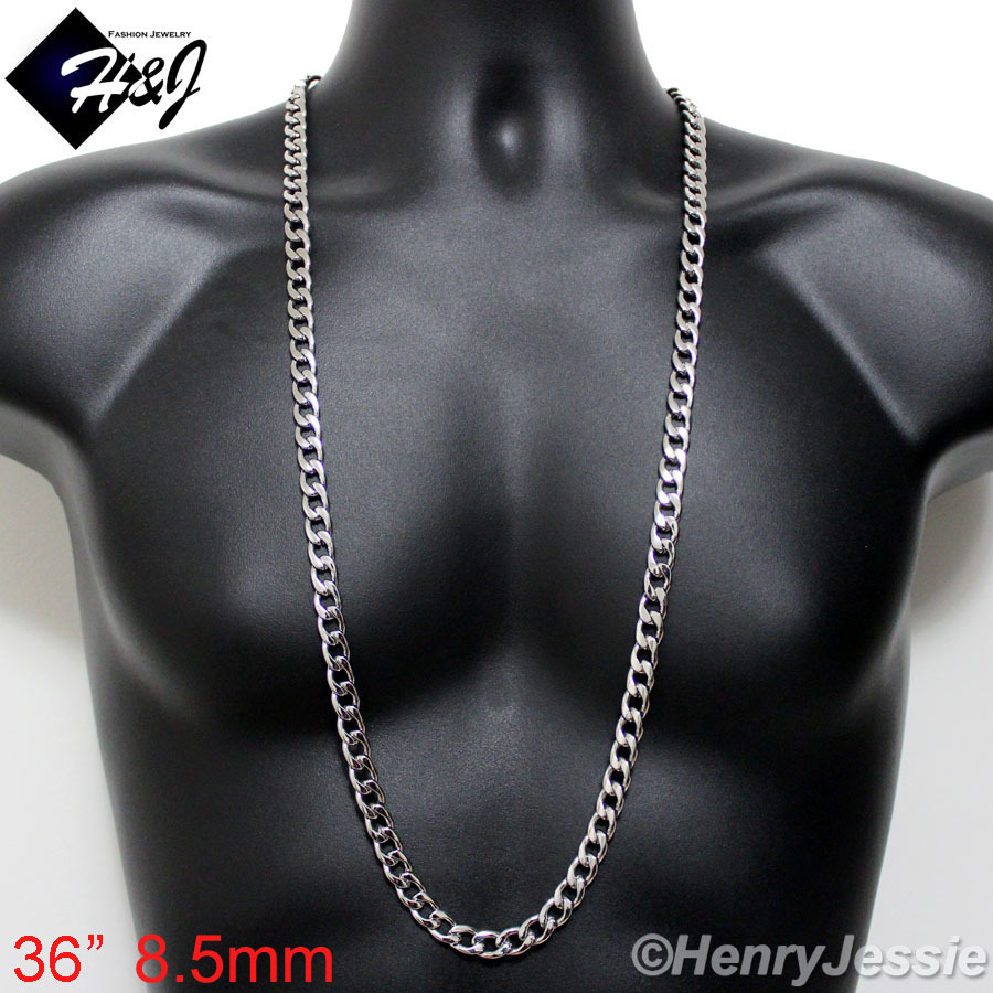 18-40″MEN’s Stainless Steel 6/7/8.5mm Silver Cuban Curb Link Chain Necklace*N117