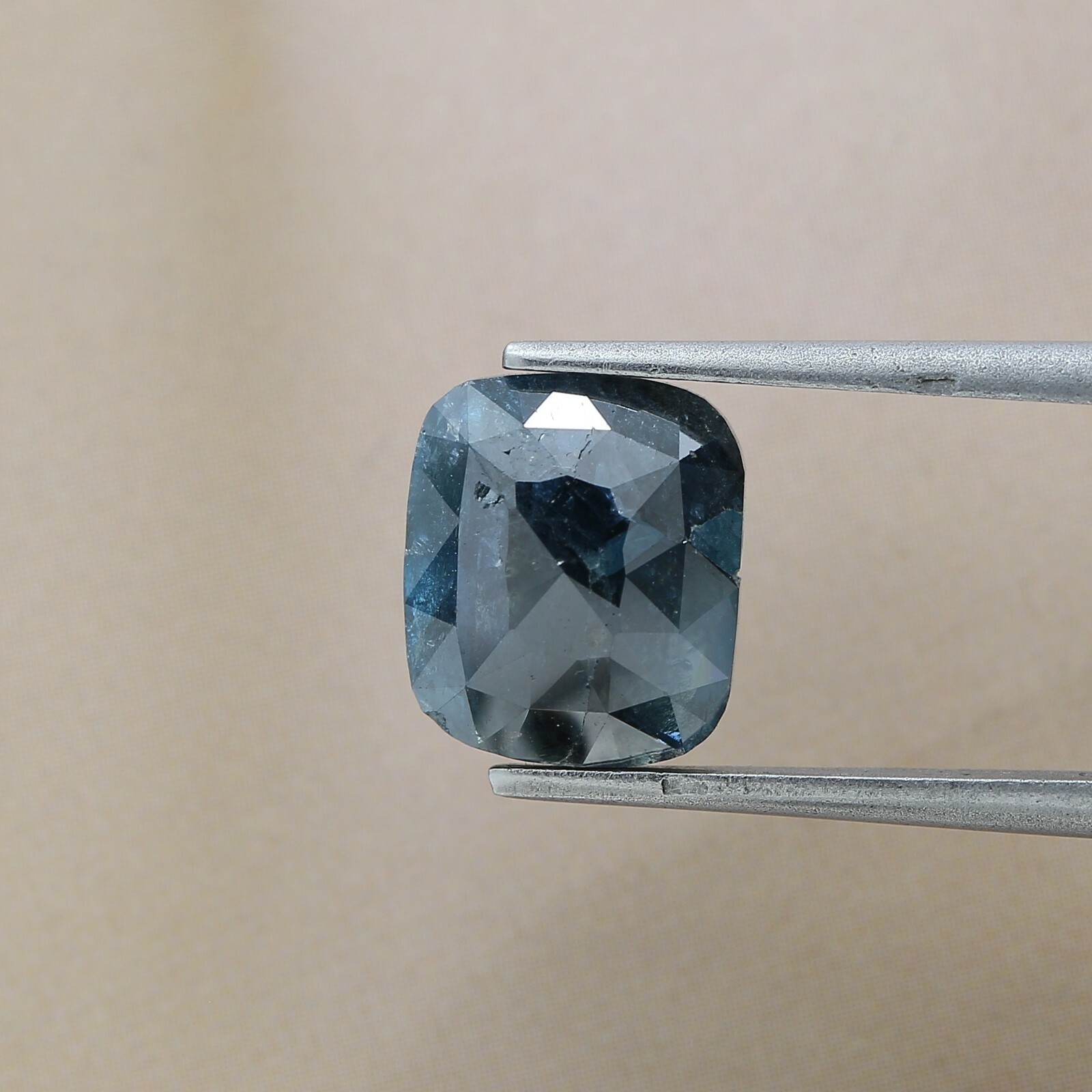 Big Rustic Natural Diamond 3.06TCW Grayish Blue Sparkling Oval Rose Cut for Gift