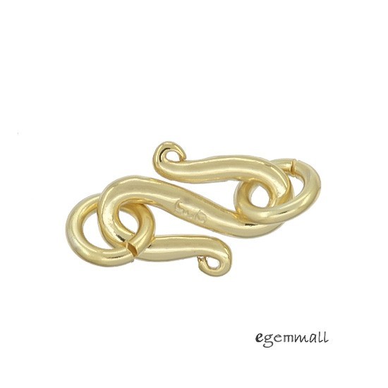 18kt Gold Plated Sterling Silver S Hook Clasp 11.3mm with Jump Ring 5mm #97584