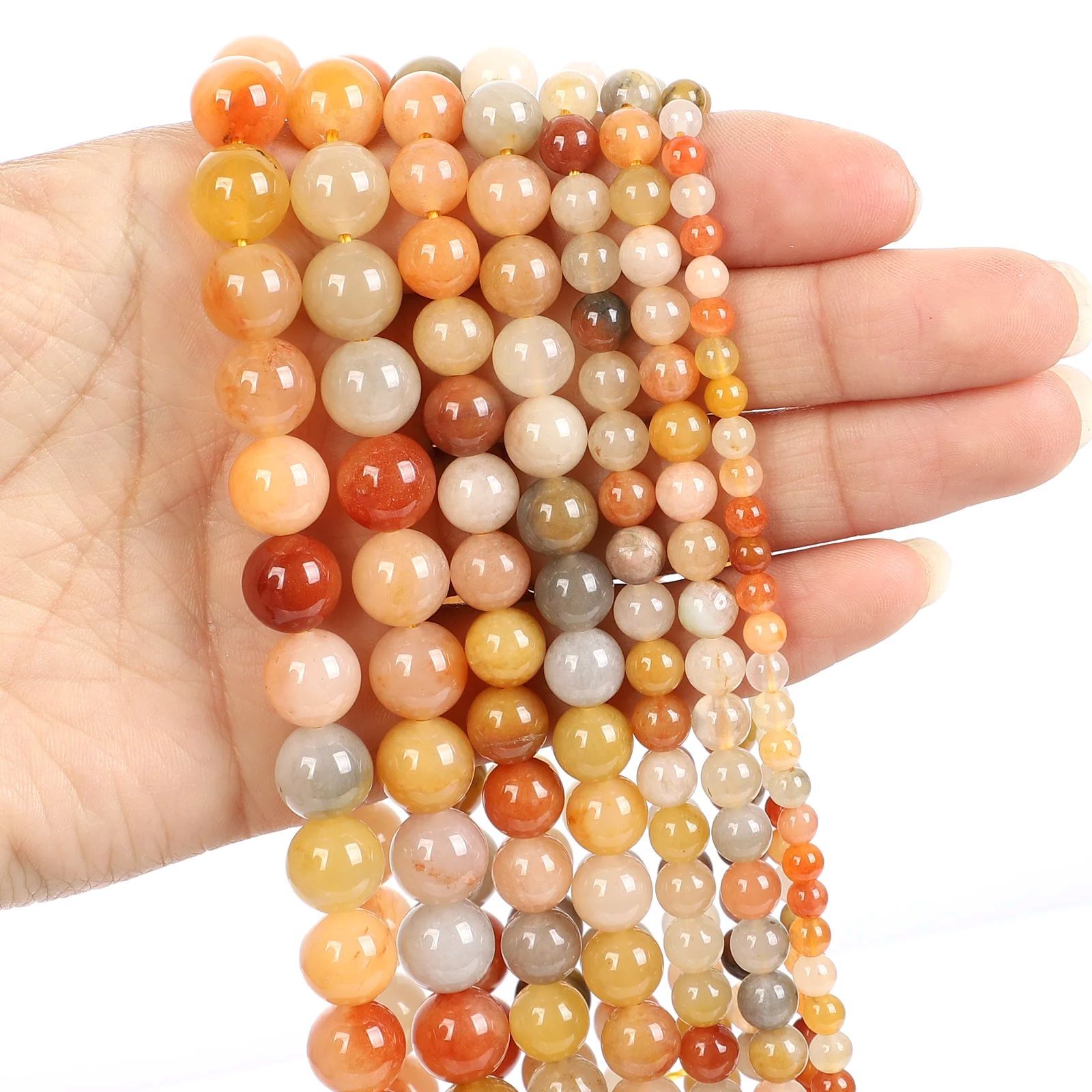 4-12mm Natural Gemstone Golden Silk Jade Round Spacer Beads for Jewelry Making
