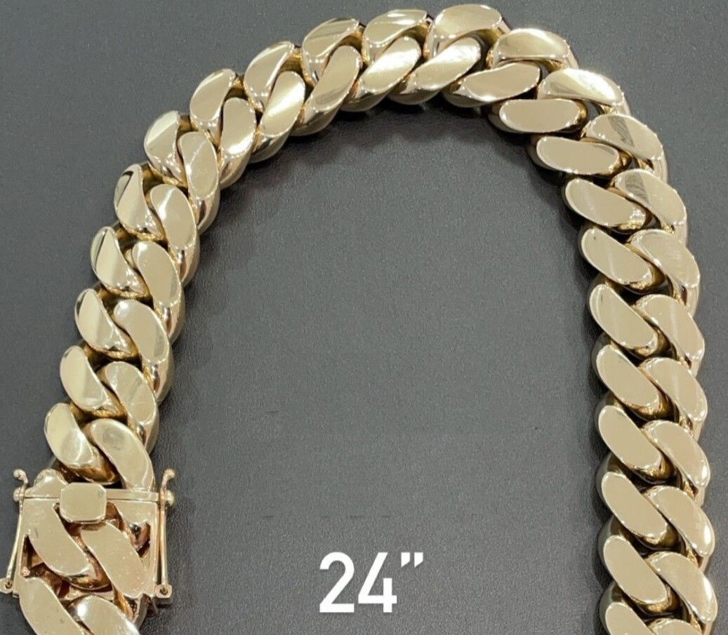 Men’s Solid Miami Giant Cuban Necklace Chain in 25mm Thick and 24 Inch Long Set