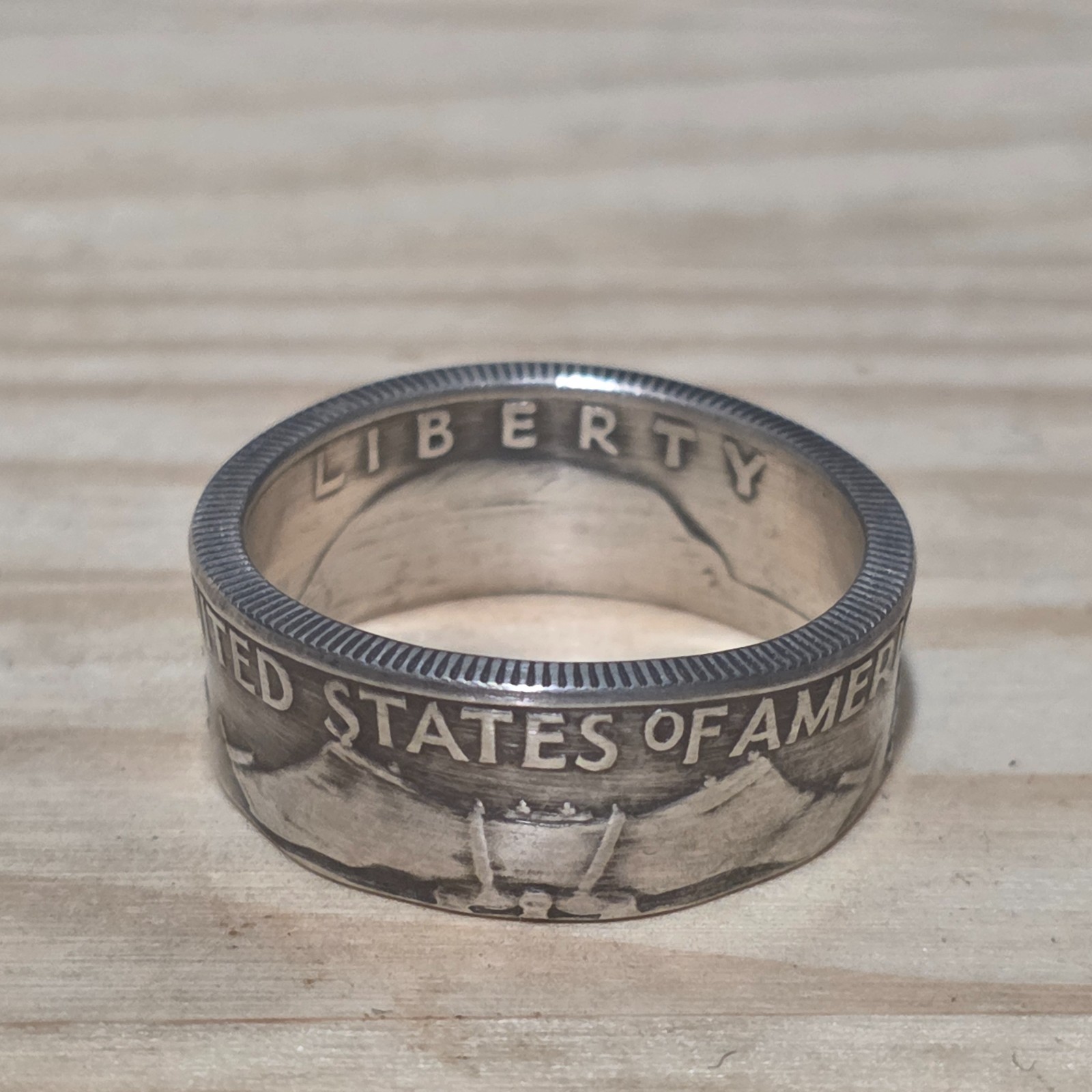 Striking 1963 Franklin Half Dollar Coin Ring – Size 13 by Bareass Creations
