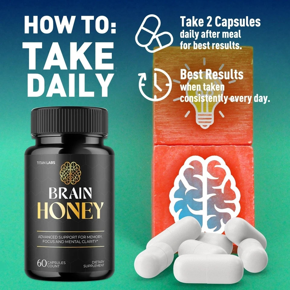 (2 Pack) Brain Honey Nootropic Natural Brain Supplement Brain Honey 120 Capsules
