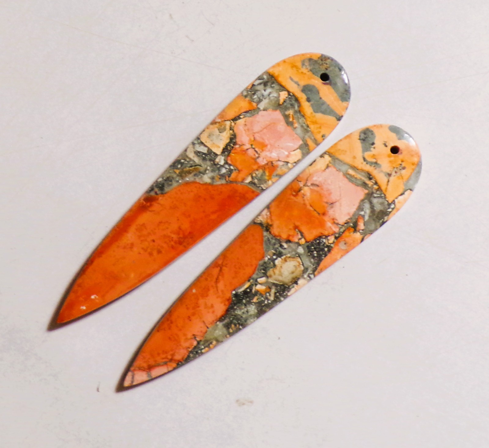59.00 Cts Natural Maligano Jasper Drilled Cabochon Match Pair 58X14MM DE-75