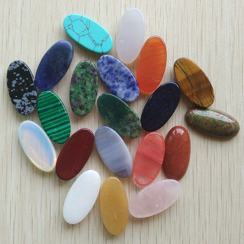 Assorted natural stone mixed Oval CAB CABOCHON 15x30mm DIY 20pcs No Holes