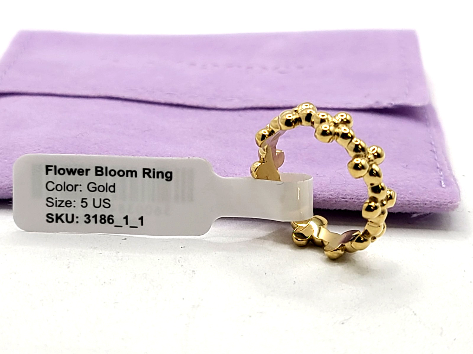 Hey Harper Flower Bloom Ring 14K gold PVD sz 5