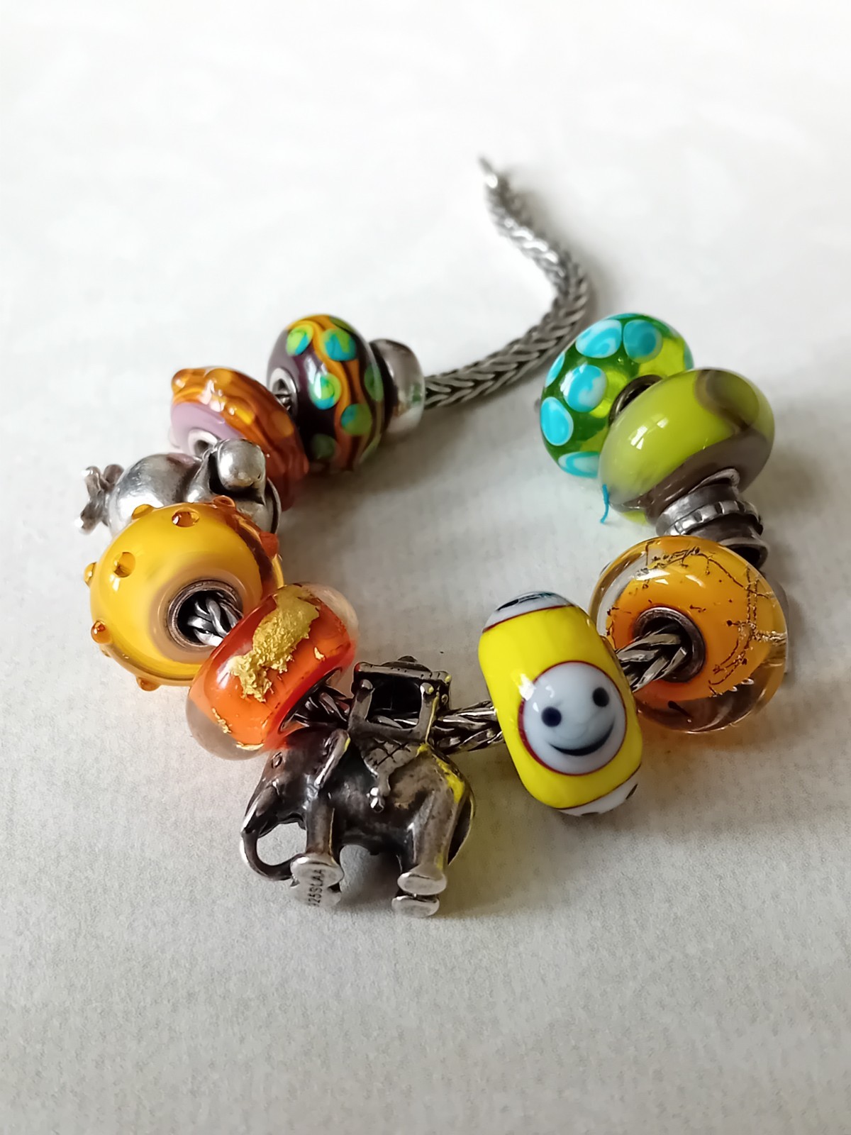 Trollbeads Bracelet with retired Beads including Smiley