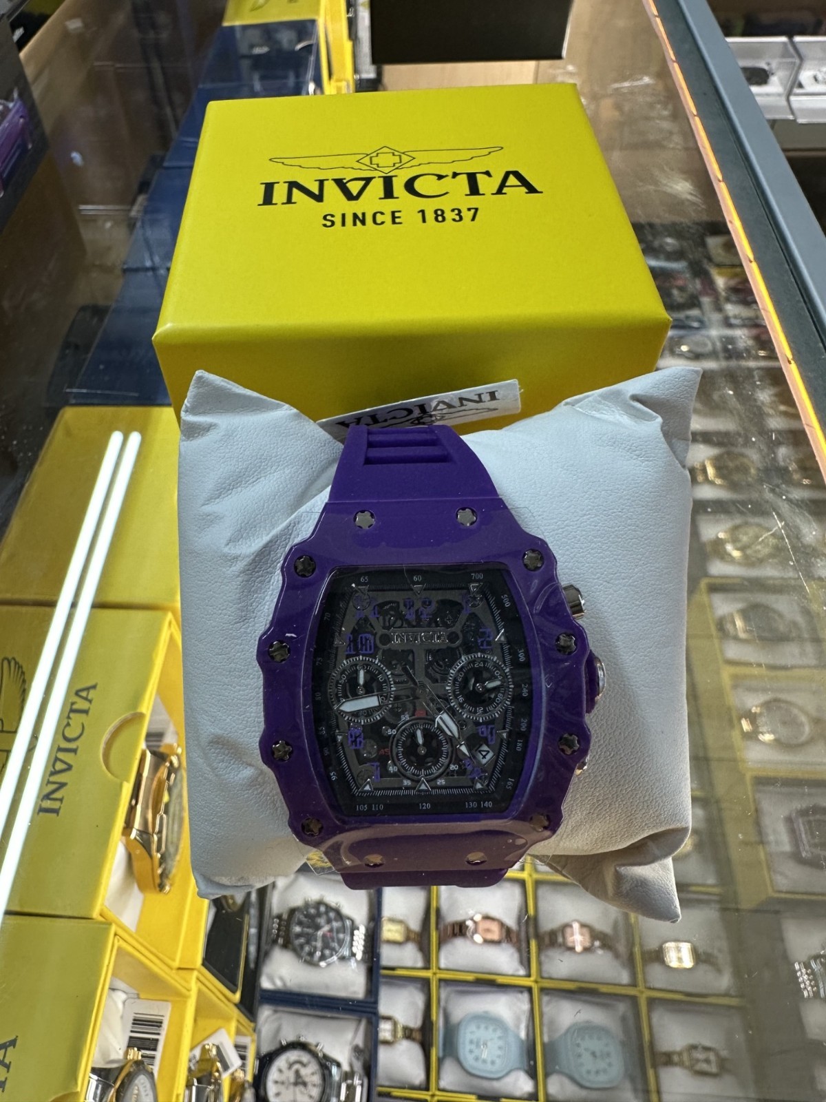 INVICTA RACING VALXOR UNISEX WATCH 40MM PURPLE BAND & CASE SKELETON DIAL 69611