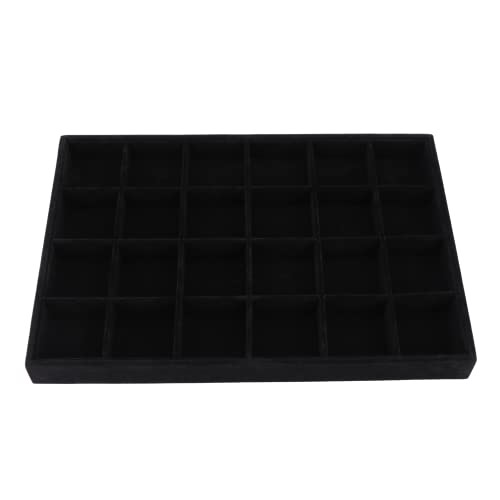 Large Velvet Jewelry Tray, Drawer Organizer for Jewelry in 24grid Black