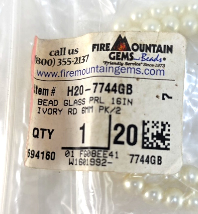 Fire Mountain Gems and Beads – Glass PRL 16IN Ivory 6MM PK/2 – H20-7744GB