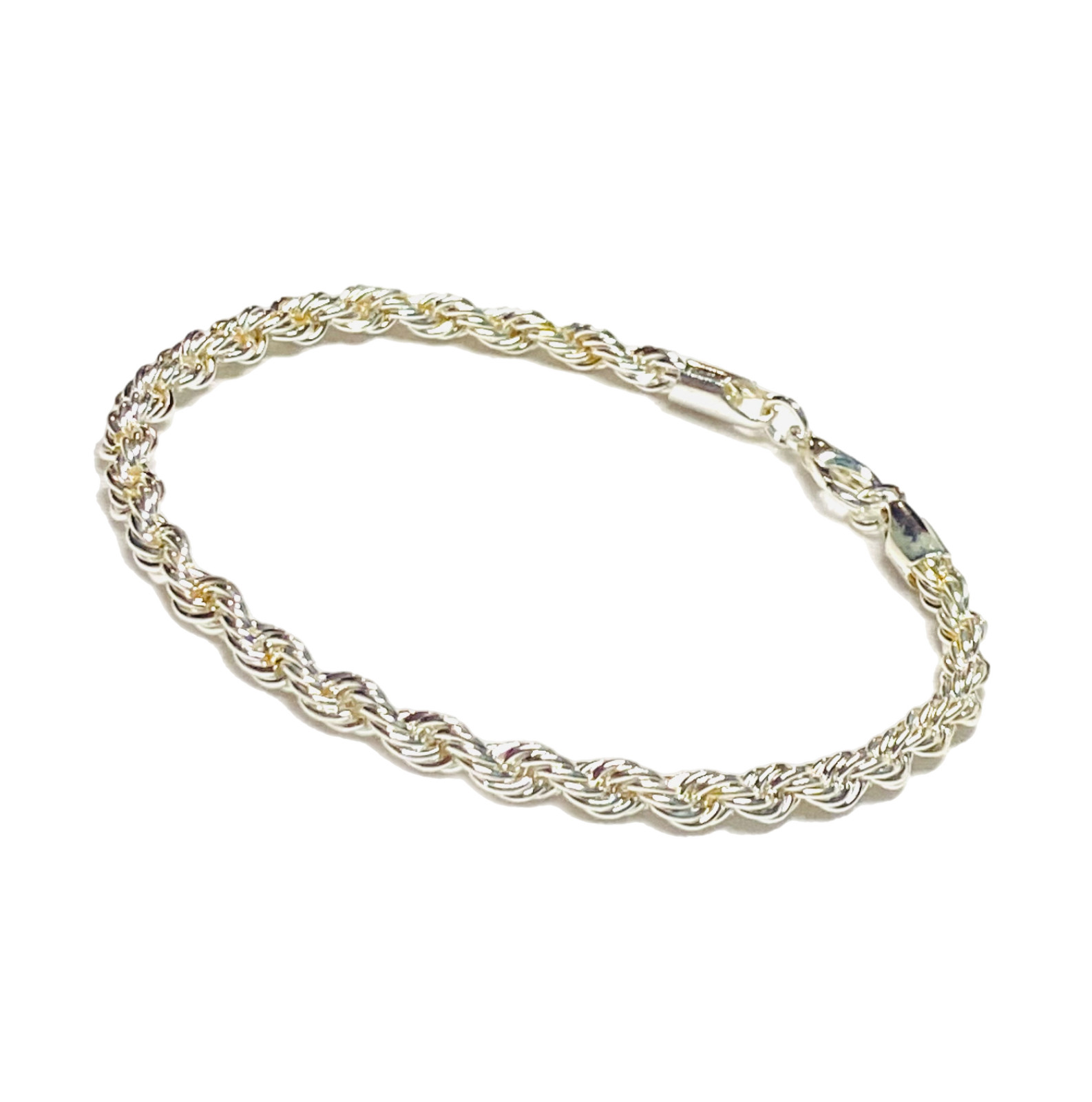 Twisted Rope Silver Tone Chain Bracelet 8” Costume Fashion 4mm Wide EUC Thick