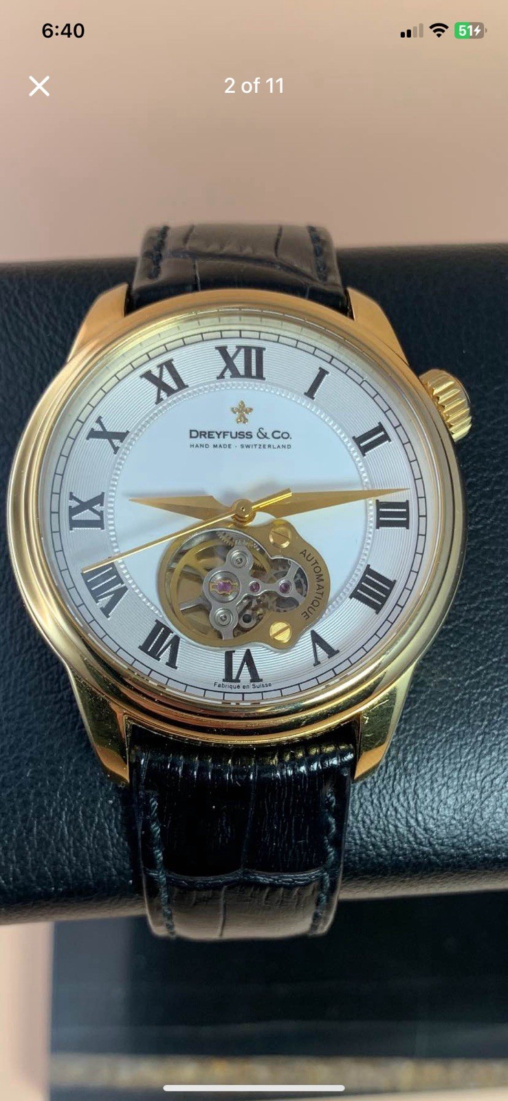 Dreyfuss&Co Seafarer Hand Made Gold Plated Automatic Skeleton Swiss MSRP$1950