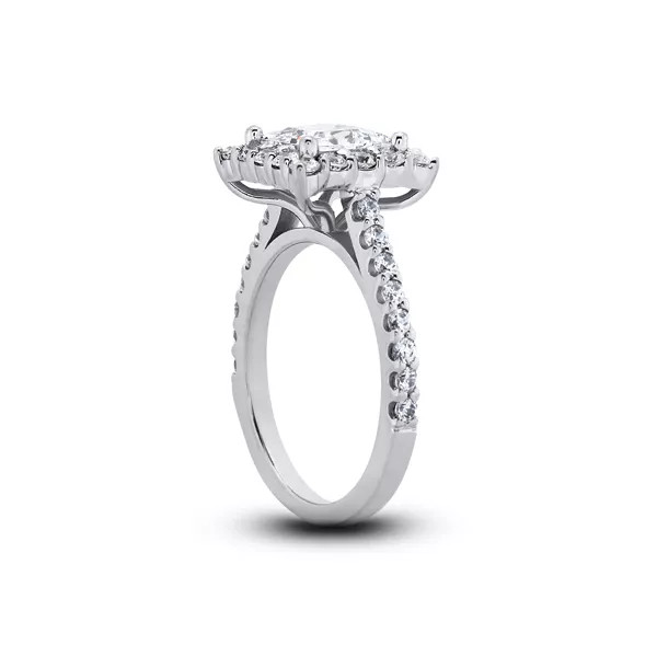 Engagement Ring 18K White Gold Classic Round 1.78 Carat Lab-Grown Diamond D VS2