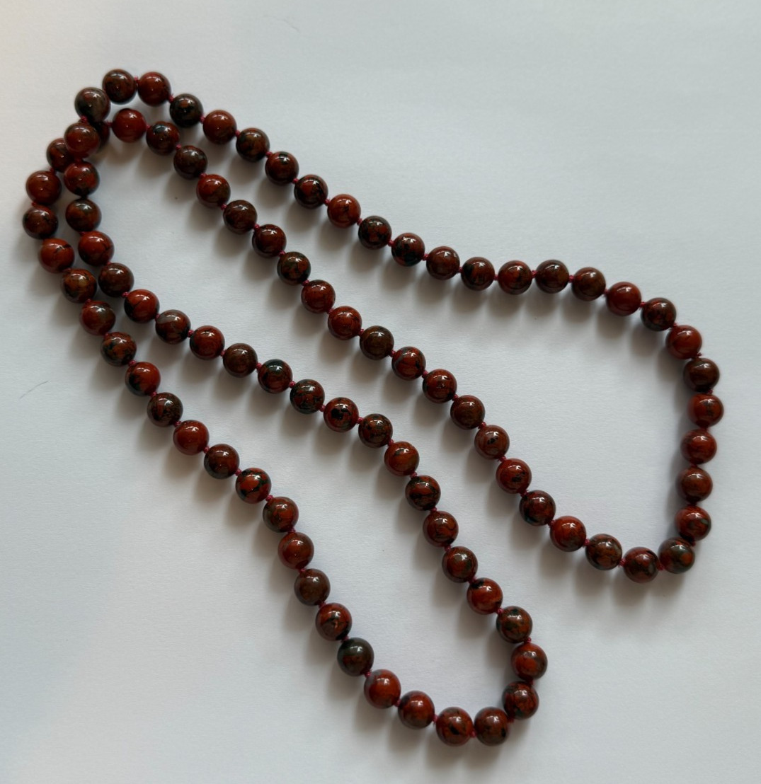 Gemisphere Poppy Jasper Necklace, Quality 3, 8mm, 30 in.