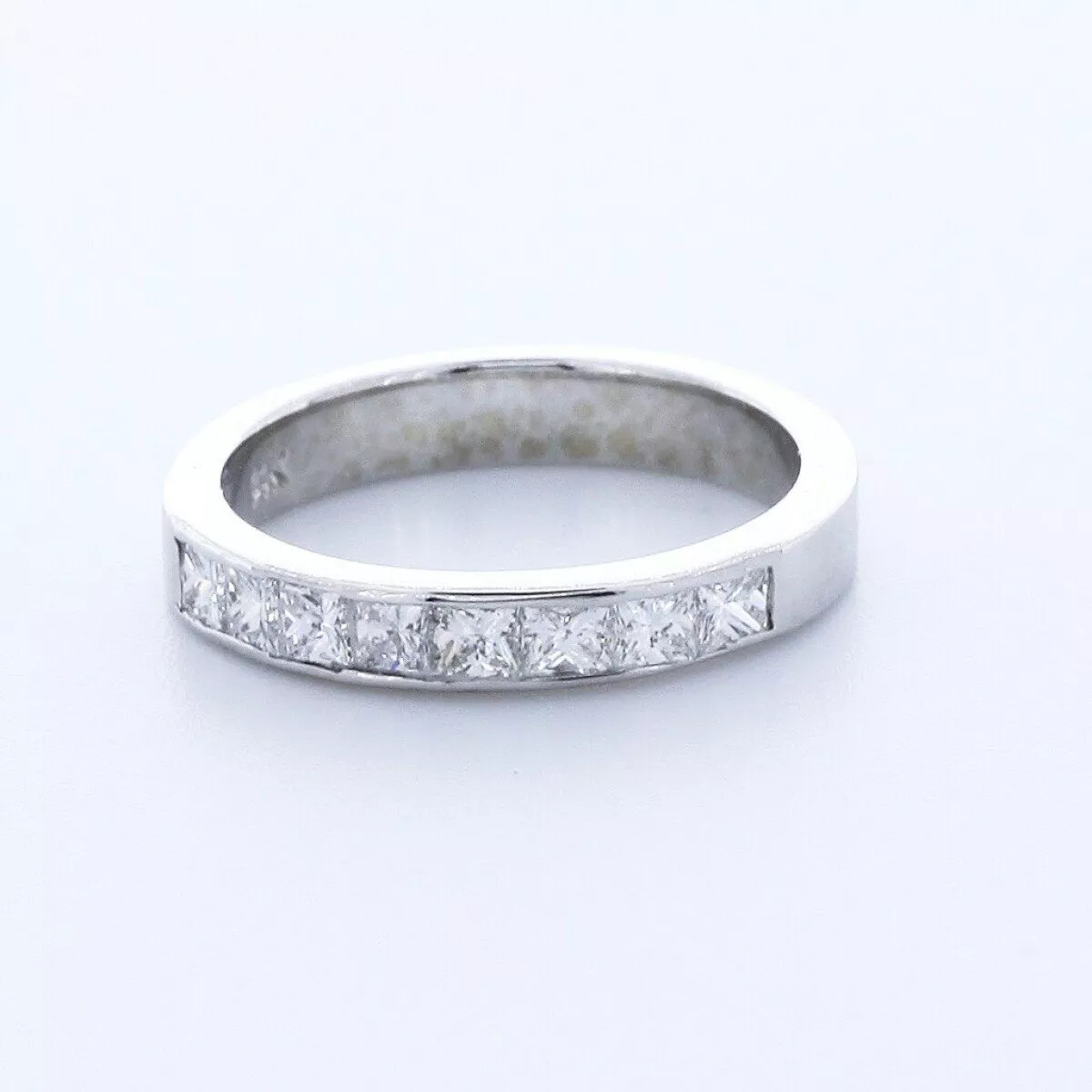 Classic Wedding Band 14K White Gold 1.60 Carat Princess Lab-Grown Diamond D VVS1