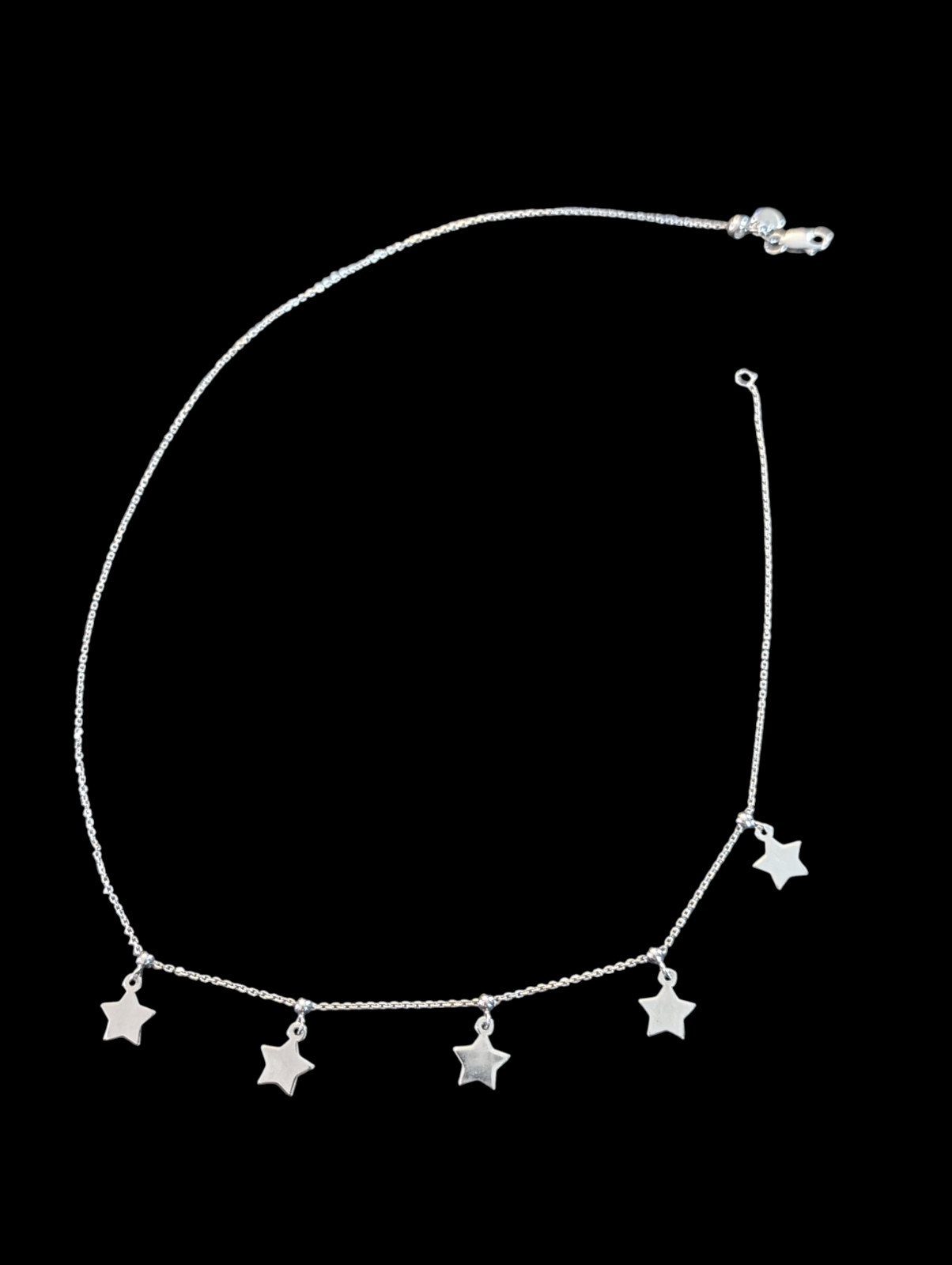 925 Sterling Rhodium Plated Adjustable Slider Celestial Star 15.5″ Choker
