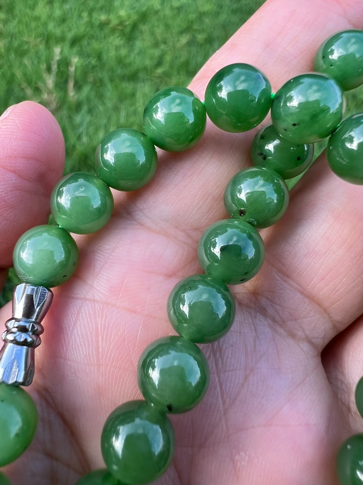 Rich Green 17″ Genuine Nephrite Jade 8mm Bead Necklace H141 3
