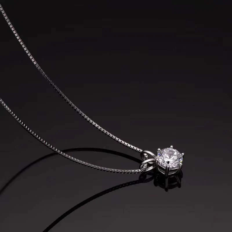 1 Ct Moissanite Modern Women Pendant Necklace In White Gold Over Sterling Silver