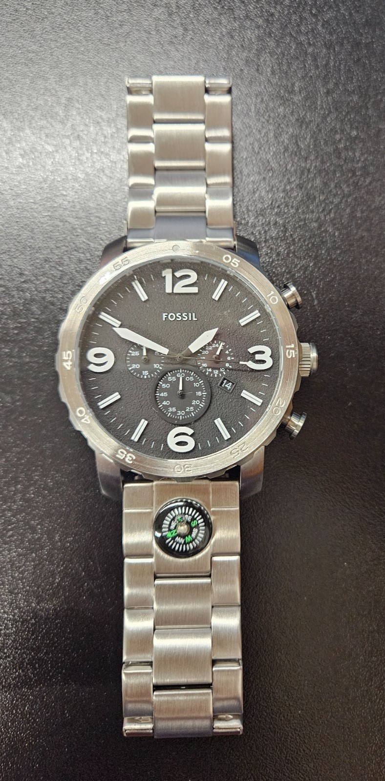FOSSIL Nate JR1353 with stainless steel band with compass