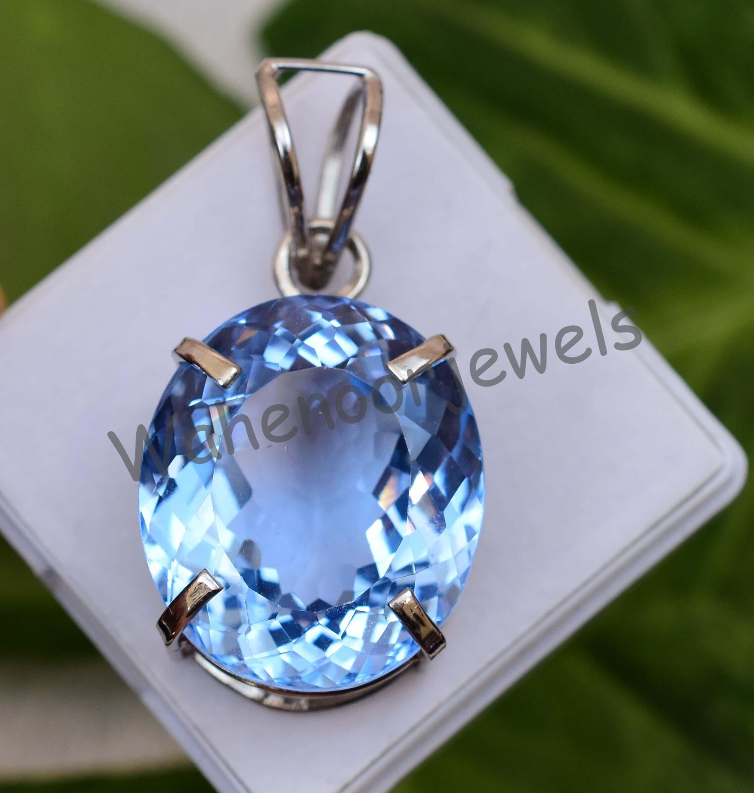 Natural Blue Jeremejevite Oval 925 Sterling Silver Pendant Certified See Video